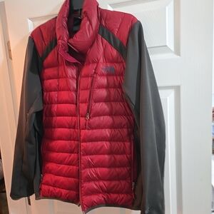The North Face Men's Red and Gray Puffer Jacket